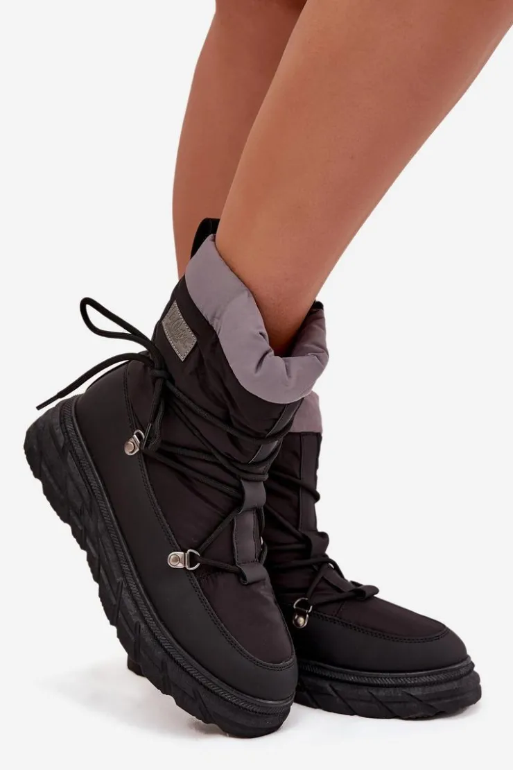 Lee Cooper Śniegowce Damskie*Śniegowce Damskie Na Zamek LCJ-25-44-3930 Czarne Czarny