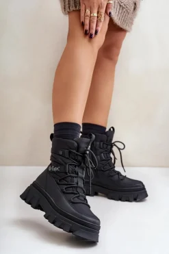 Hot Lee Cooper Śniegowce Damskie Na Zamek LCJ-24-47-3144 Czarne Czarny