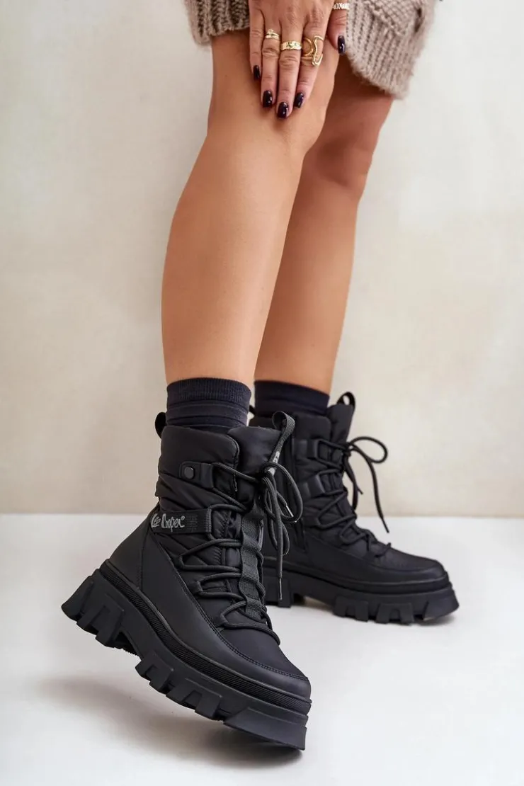 Hot Lee Cooper Śniegowce Damskie Na Zamek LCJ-24-47-3144 Czarne Czarny