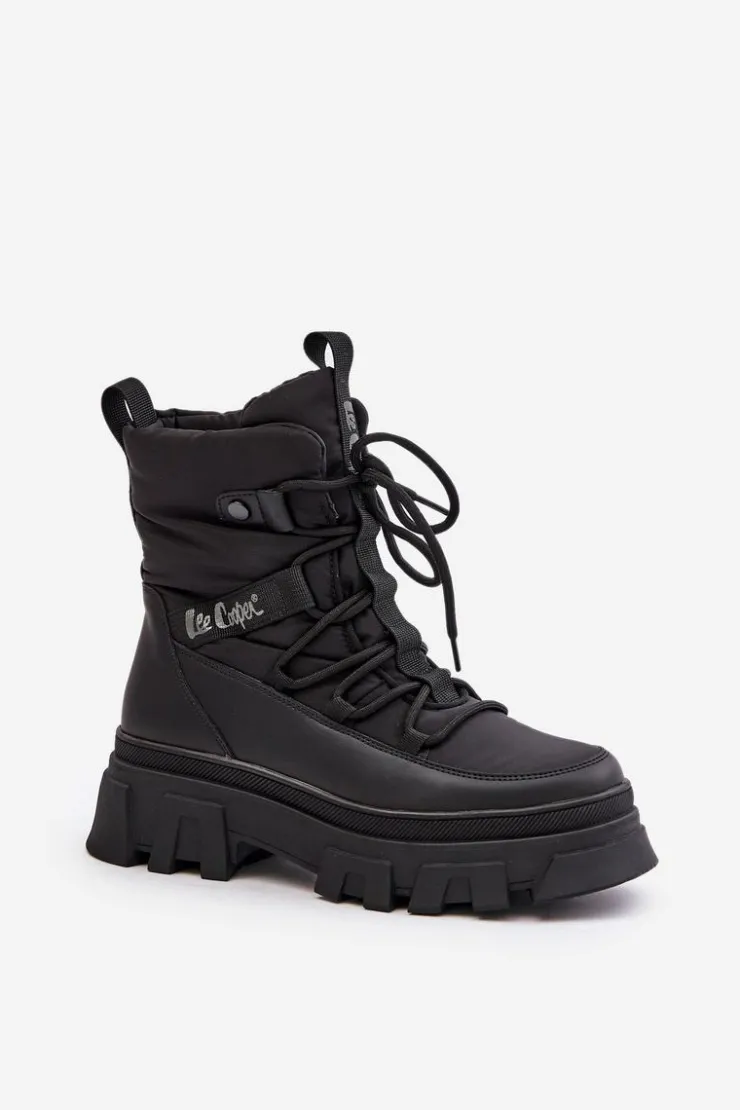 Hot Lee Cooper Śniegowce Damskie Na Zamek LCJ-24-47-3144 Czarne Czarny