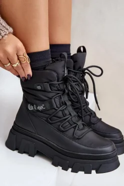 Hot Lee Cooper Śniegowce Damskie Na Zamek LCJ-24-47-3144 Czarne Czarny