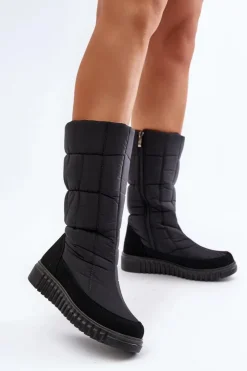 Damskie Boto Śniegowce Damskie Na Zamek Progress PROGJ-24-144 Czarne