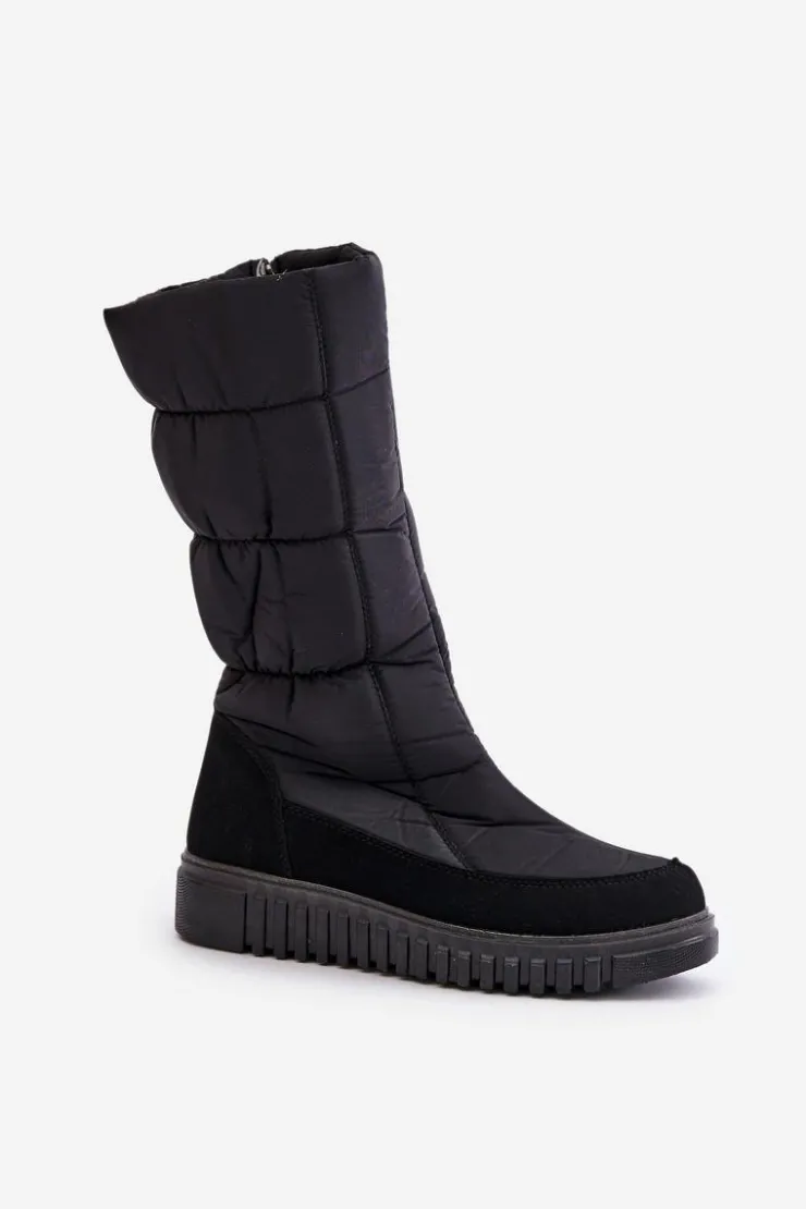 Damskie Boto Śniegowce Damskie Na Zamek Progress PROGJ-24-144 Czarne