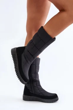 Damskie Boto Śniegowce Damskie Na Zamek Progress PROGJ-24-144 Czarne