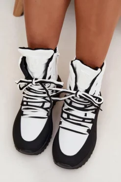 Big Star Shoes Śniegowce Damskie*Śniegowce Damskie Na Zamek Big Star SS274060 Biało-Czarne Biały