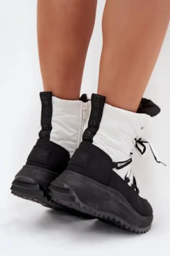 Big Star Shoes Śniegowce Damskie*Śniegowce Damskie Na Zamek Big Star SS274060 Biało-Czarne Biały