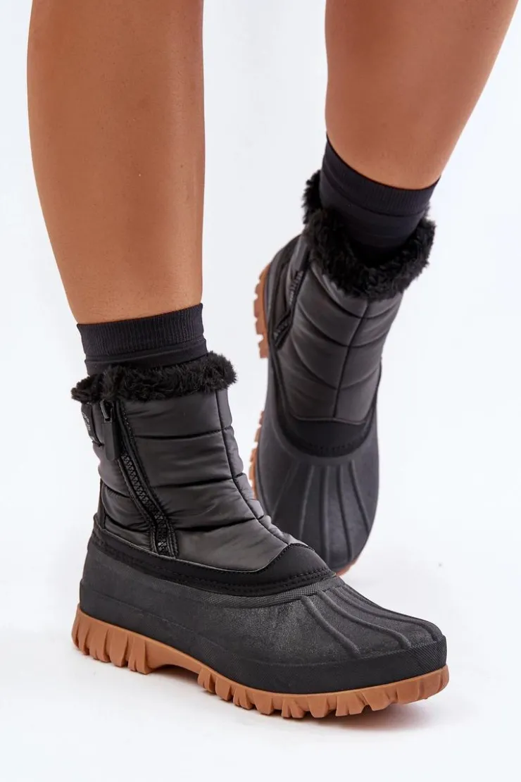 Lee Cooper Śniegowce Damskie|Damskie Trapery*Śniegowce Damskie Ocieplane Futerkiem Na Zamek LCJ-24-44-2866 Czarne