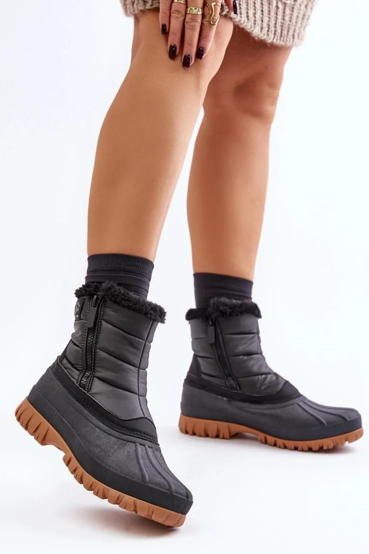 Lee Cooper Śniegowce Damskie|Damskie Trapery*Śniegowce Damskie Ocieplane Futerkiem Na Zamek LCJ-24-44-2866 Czarne