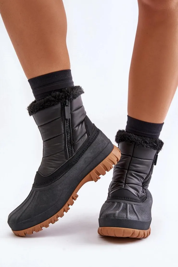 Lee Cooper Śniegowce Damskie|Damskie Trapery*Śniegowce Damskie Ocieplane Futerkiem Na Zamek LCJ-24-44-2866 Czarne