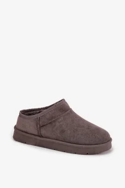 Damskie Boto Śniegowce Damskie Ocieplane Futerkiem Ciemnoszare Serenne