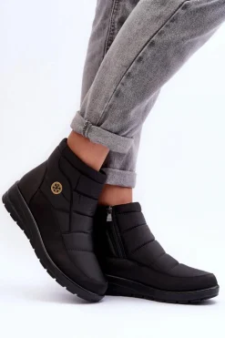 Sale Evento Śniegowce Damskie Ocieplane Czarne Helis Czarny