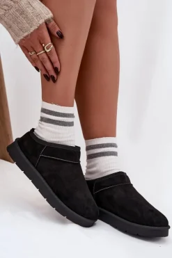 Boto Śniegowce Damskie*Śniegowce Damskie Ocieplane Futerkiem Czarne Serenne Czarny