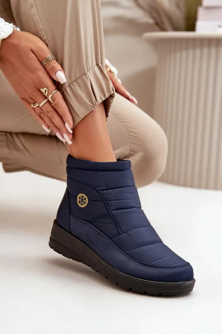 Damskie Evento Śniegowce Damskie Ocieplane Granatowe Helis