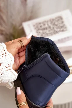 Damskie Evento Śniegowce Damskie Ocieplane Granatowe Helis