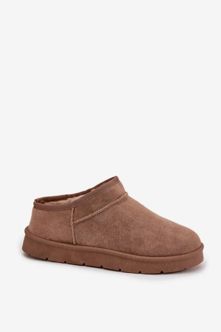 Outlet Boto Śniegowce Damskie Ocieplane Futerkiem Brązowe Serenne Brązowy