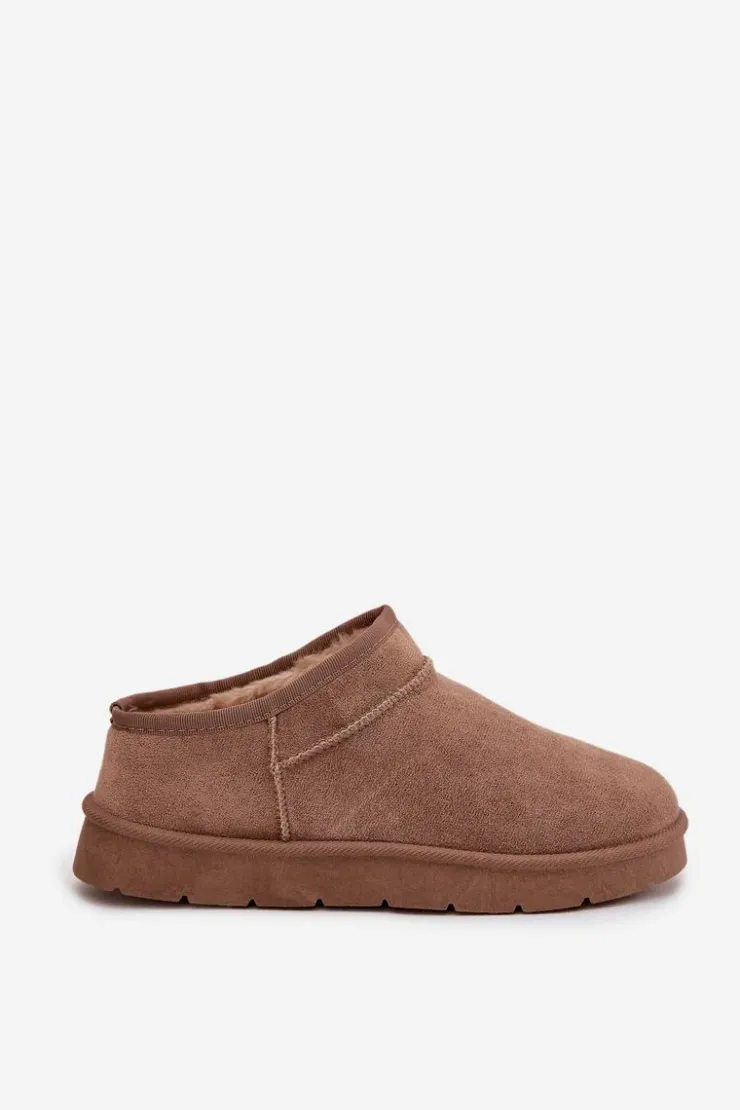 Outlet Boto Śniegowce Damskie Ocieplane Futerkiem Brązowe Serenne Brązowy