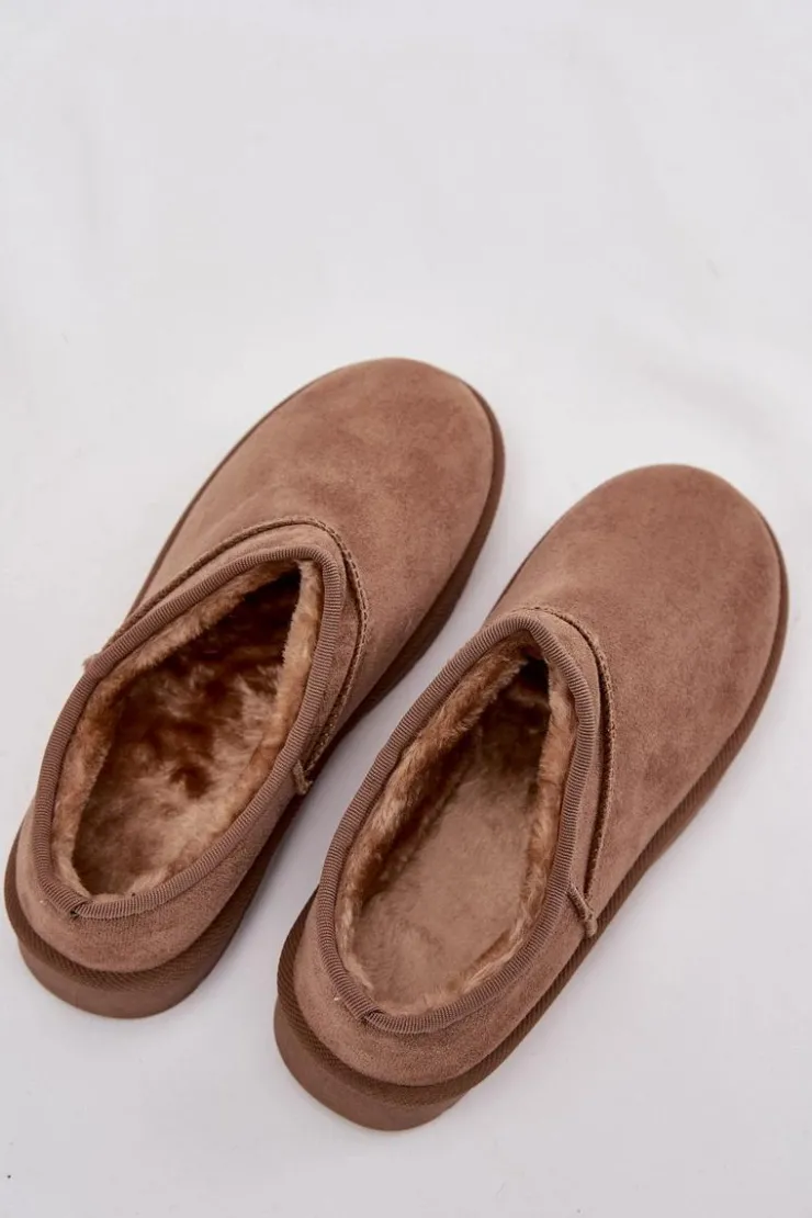 Outlet Boto Śniegowce Damskie Ocieplane Futerkiem Brązowe Serenne Brązowy