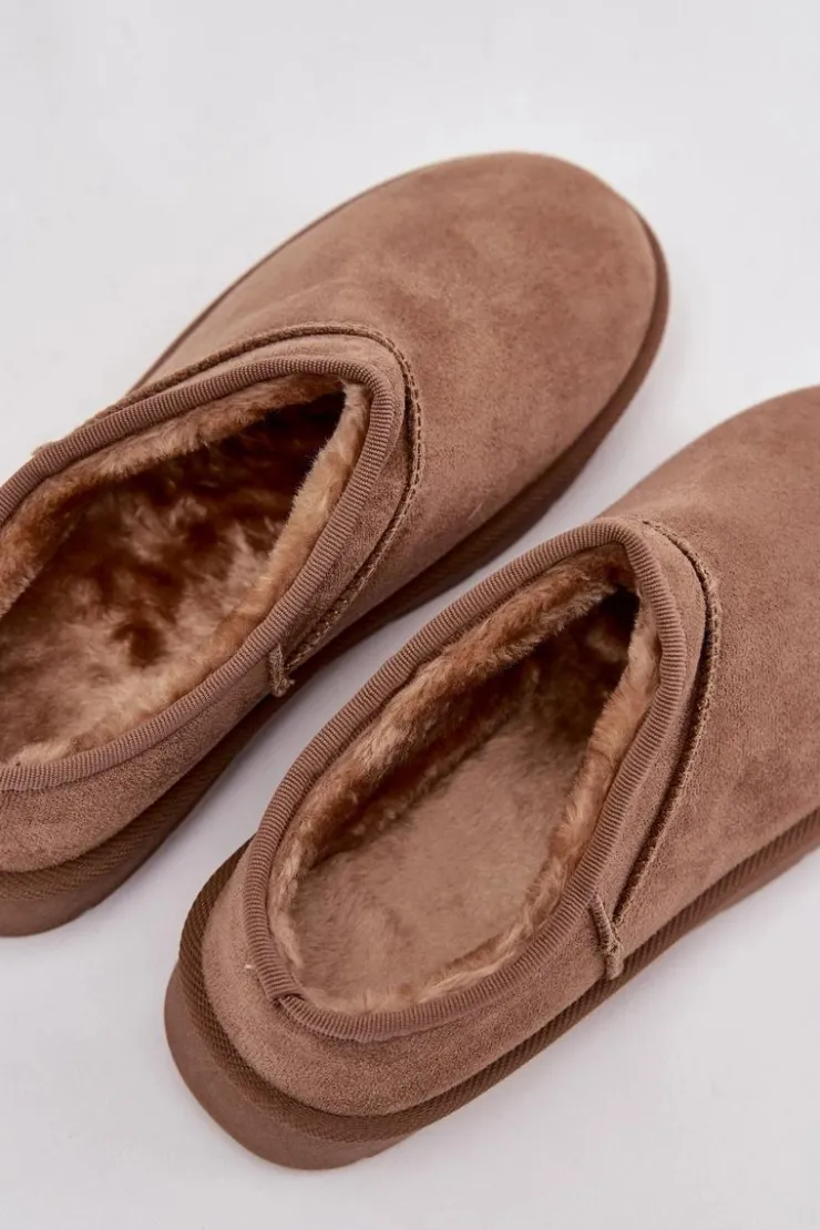 Outlet Boto Śniegowce Damskie Ocieplane Futerkiem Brązowe Serenne Brązowy