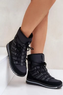 Outlet Boto Śniegowce Damskie Progress PROGJ-20-02 Czarne