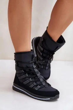 Outlet Boto Śniegowce Damskie Progress PROGJ-20-02 Czarne