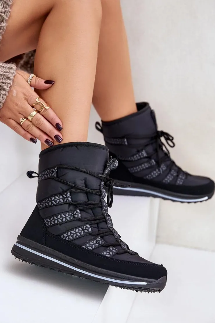 Outlet Boto Śniegowce Damskie Progress PROGJ-20-02 Czarne