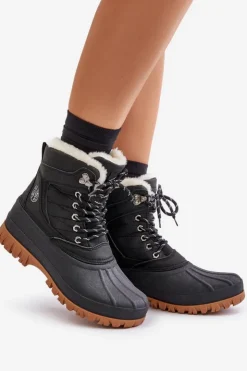 Damskie Lee Cooper Śniegowce Damskie Sznurowane Z Futerkiem LCJ-24-44-2868 Czarne