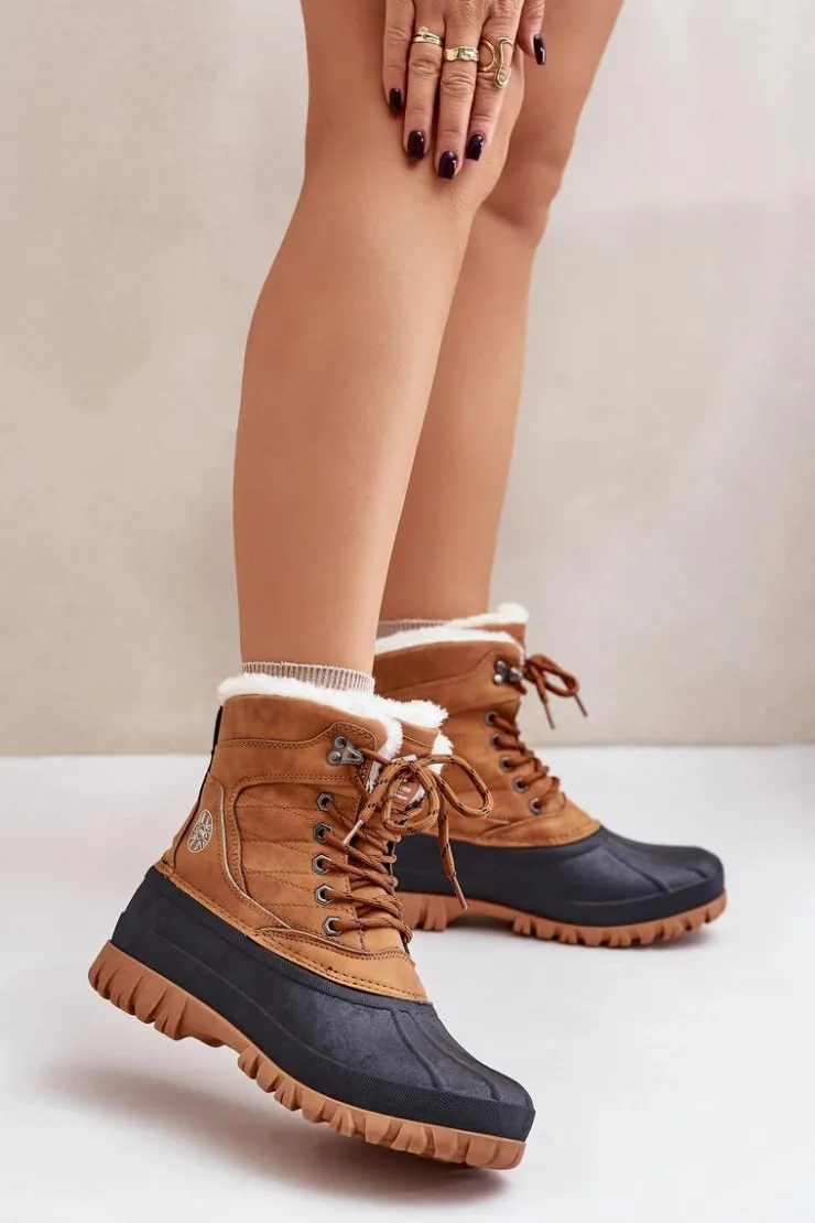 Lee Cooper Śniegowce Damskie|Damskie Trapery*Śniegowce Damskie Sznurowane Z Futerkiem LCJ-24-44-2869 Camel