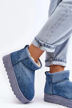 Hot Boto Śniegowce Damskie Z Brokatem Na Platformie Niebieskie Margella