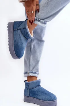 Hot Boto Śniegowce Damskie Z Brokatem Na Platformie Niebieskie Margella