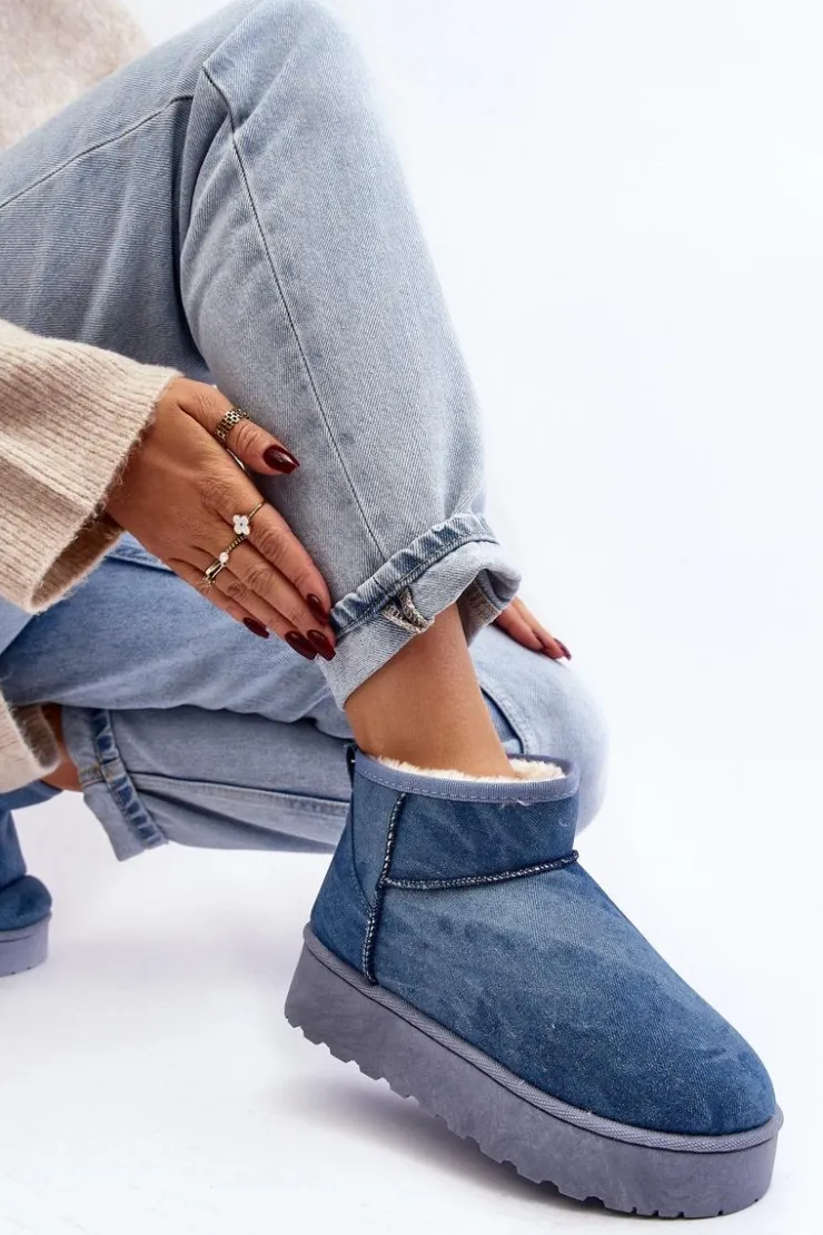 Hot Boto Śniegowce Damskie Z Brokatem Na Platformie Niebieskie Margella