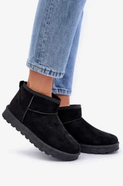 Boto Śniegowce Damskie*Śniegowce Damskie Z Eko Zamszu Czarne Noliri