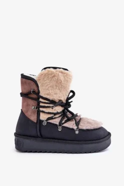 Discount D.Franklin Śniegowce Damskie Z Futerkiem DFSH370012 Czarne Czarny