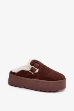 Damskie Boto Śniegowce Damskie Z Futerkiem I Klamrą Na Platformie Czekoladowe Jessina