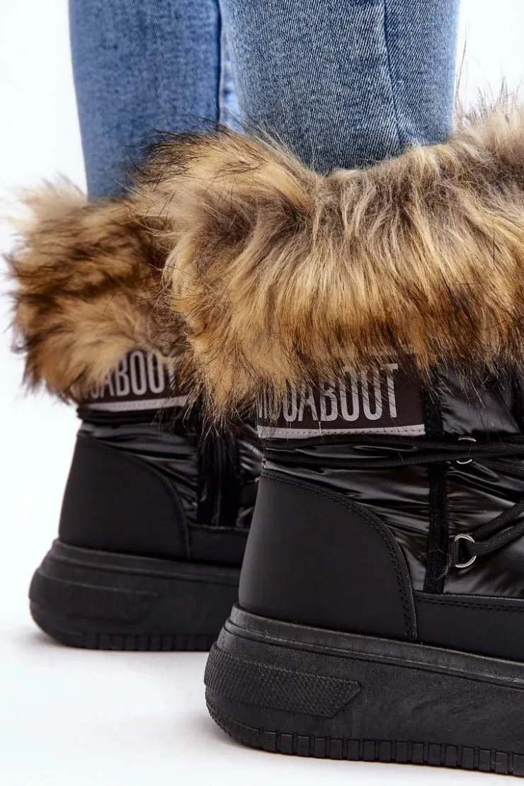 Damskie Evento Śniegowce Damskie Z Futerkiem Na Platformie Czarne Nabilla