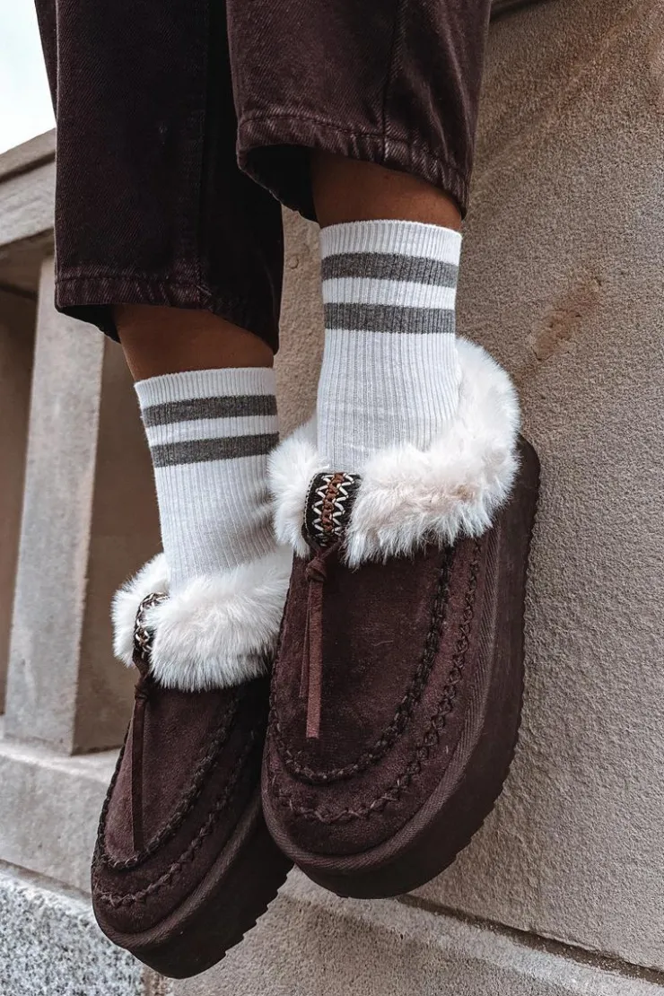 New Boto Śniegowce Damskie Z Futerkiem Na Platformie Czekoladowe Rosmira Brązowy