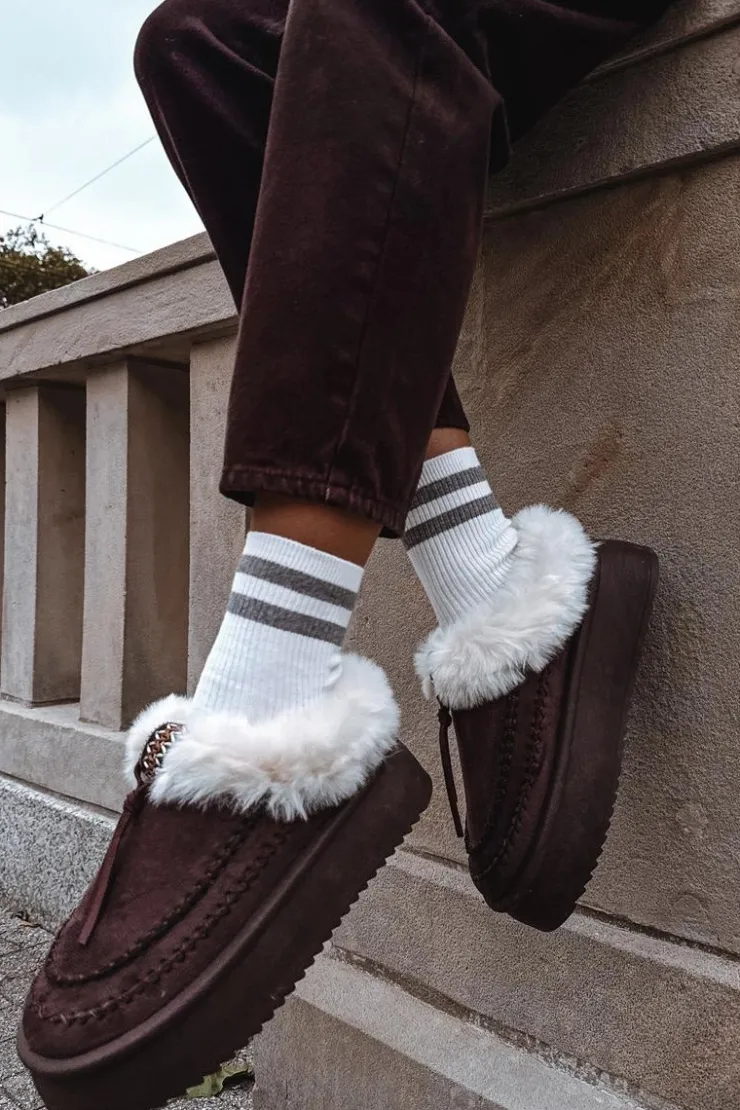 New Boto Śniegowce Damskie Z Futerkiem Na Platformie Czekoladowe Rosmira Brązowy