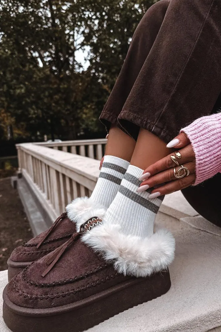 New Boto Śniegowce Damskie Z Futerkiem Na Platformie Czekoladowe Rosmira Brązowy