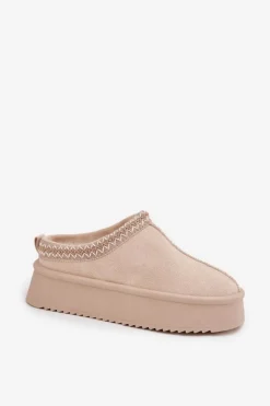 Boto Śniegowce Damskie*Śniegowce Damskie Z Haftem Jasnobeżowe Pristina