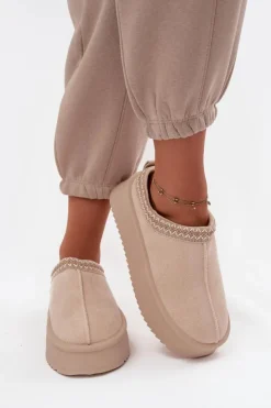 Boto Śniegowce Damskie*Śniegowce Damskie Z Haftem Jasnobeżowe Pristina