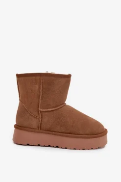 Damskie Boto Śniegowce Damskie Z Naturalnego Zamszu Na Platformie Camel Privine