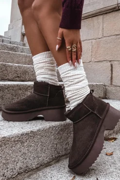 New Boto Śniegowce Damskie Z Naturalnego Zamszu Ocieplane Futerkiem Czekoladowe Milora Brązowy