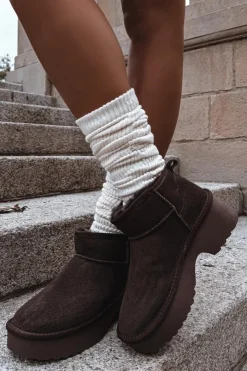 New Boto Śniegowce Damskie Z Naturalnego Zamszu Ocieplane Futerkiem Czekoladowe Milora Brązowy