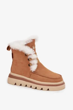 Lee Cooper Śniegowce Damskie|Damskie Trapery*Śniegowce Damskie Z Naturalnego Zamszu LCJ-25-01-3738 Camel