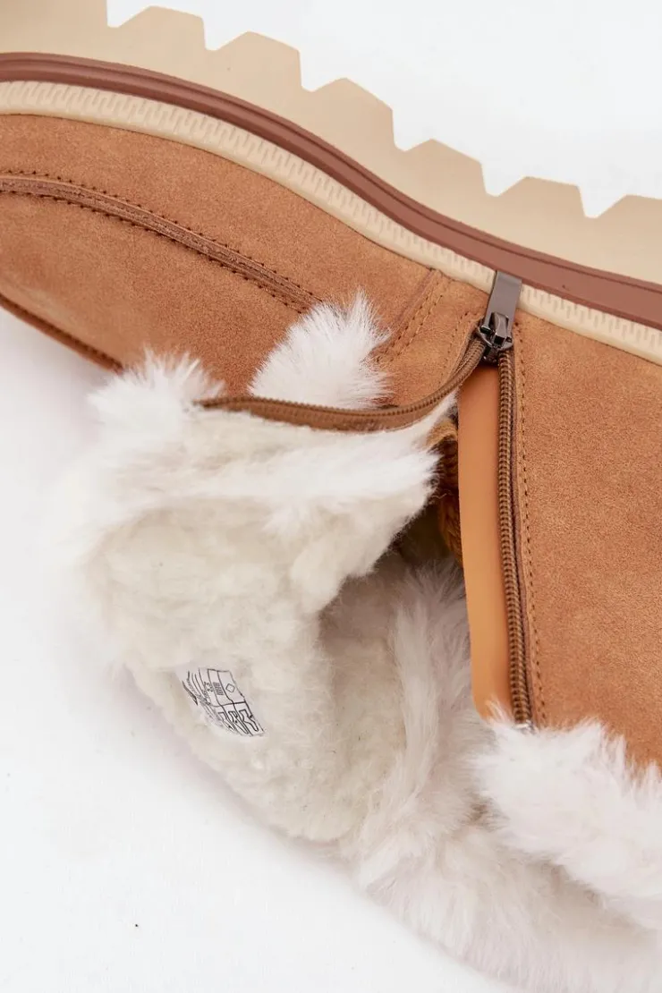 Lee Cooper Śniegowce Damskie|Damskie Trapery*Śniegowce Damskie Z Naturalnego Zamszu LCJ-25-01-3738 Camel