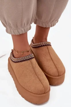 Boto Śniegowce Damskie*Śniegowce Damskie Z Ozdobnym Haftem Camel Jenira