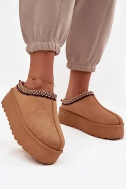 Boto Śniegowce Damskie*Śniegowce Damskie Z Ozdobnym Haftem Camel Jenira