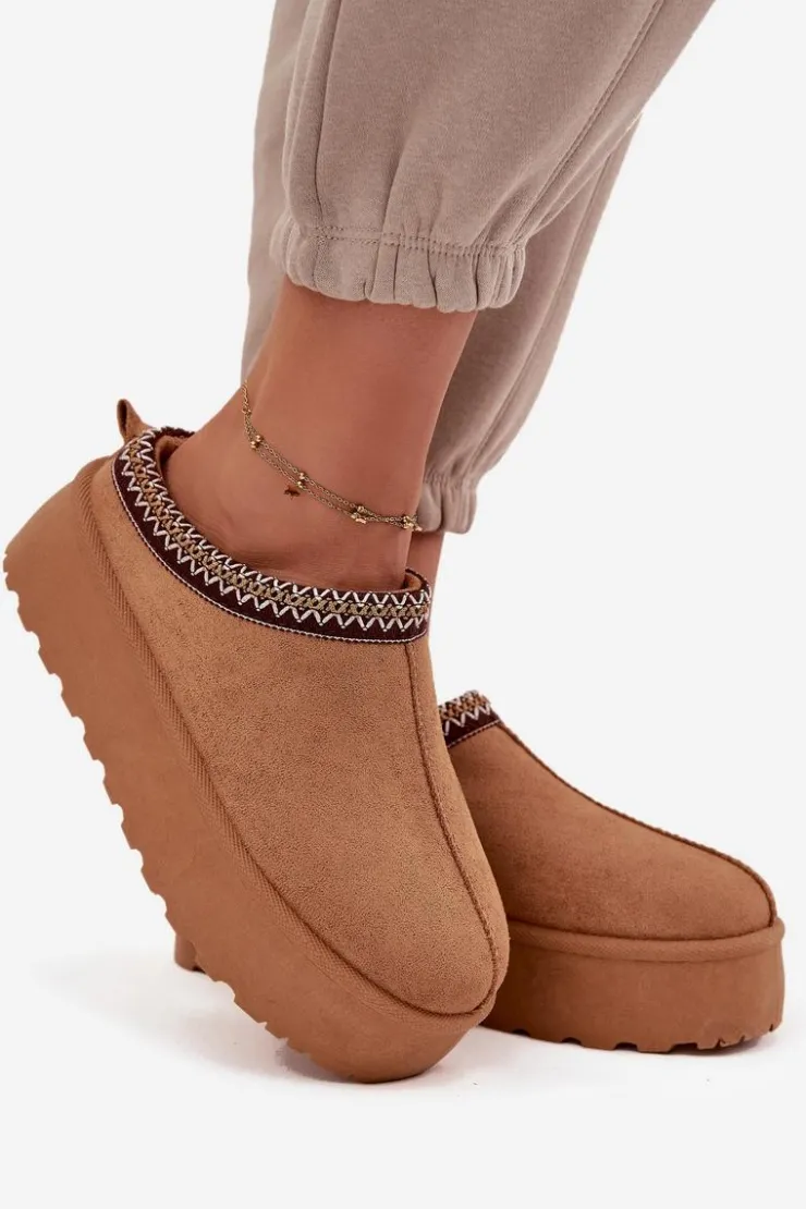 Boto Śniegowce Damskie*Śniegowce Damskie Z Ozdobnym Haftem Camel Jenira