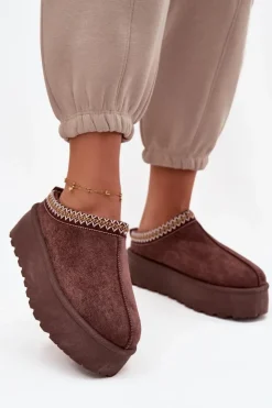Boto Śniegowce Damskie*Śniegowce Damskie Z Ozdobnym Haftem Czekoladowe Jenira Brązowy