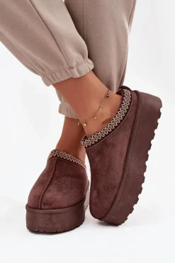 Boto Śniegowce Damskie*Śniegowce Damskie Z Ozdobnym Haftem Czekoladowe Jenira Brązowy