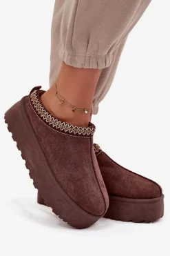 Boto Śniegowce Damskie*Śniegowce Damskie Z Ozdobnym Haftem Czekoladowe Jenira Brązowy